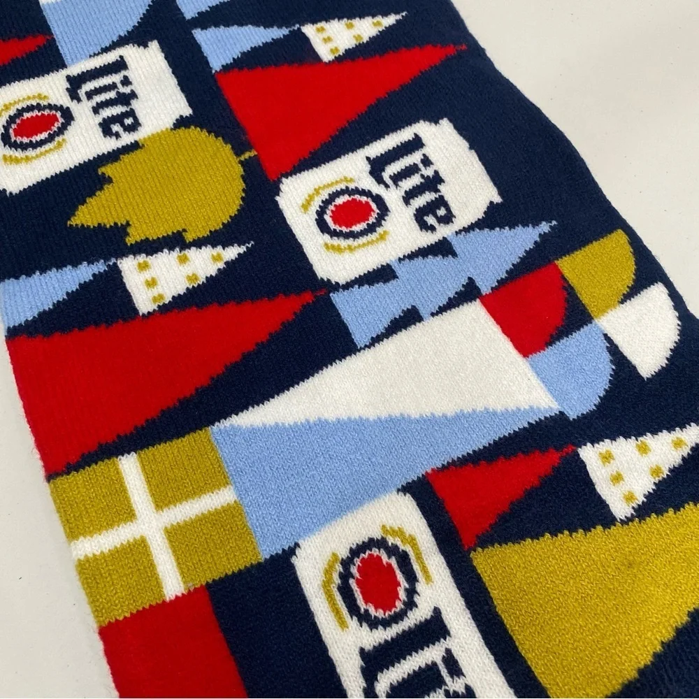 Miller Lite Knit Scarf Ugly Christmas Sweater Theme Beer Holiday